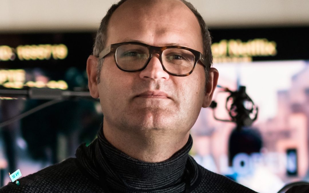Simone Corelli negli studi Masè a Ginevra per la registrazione di Sophia Loren nel 2020
